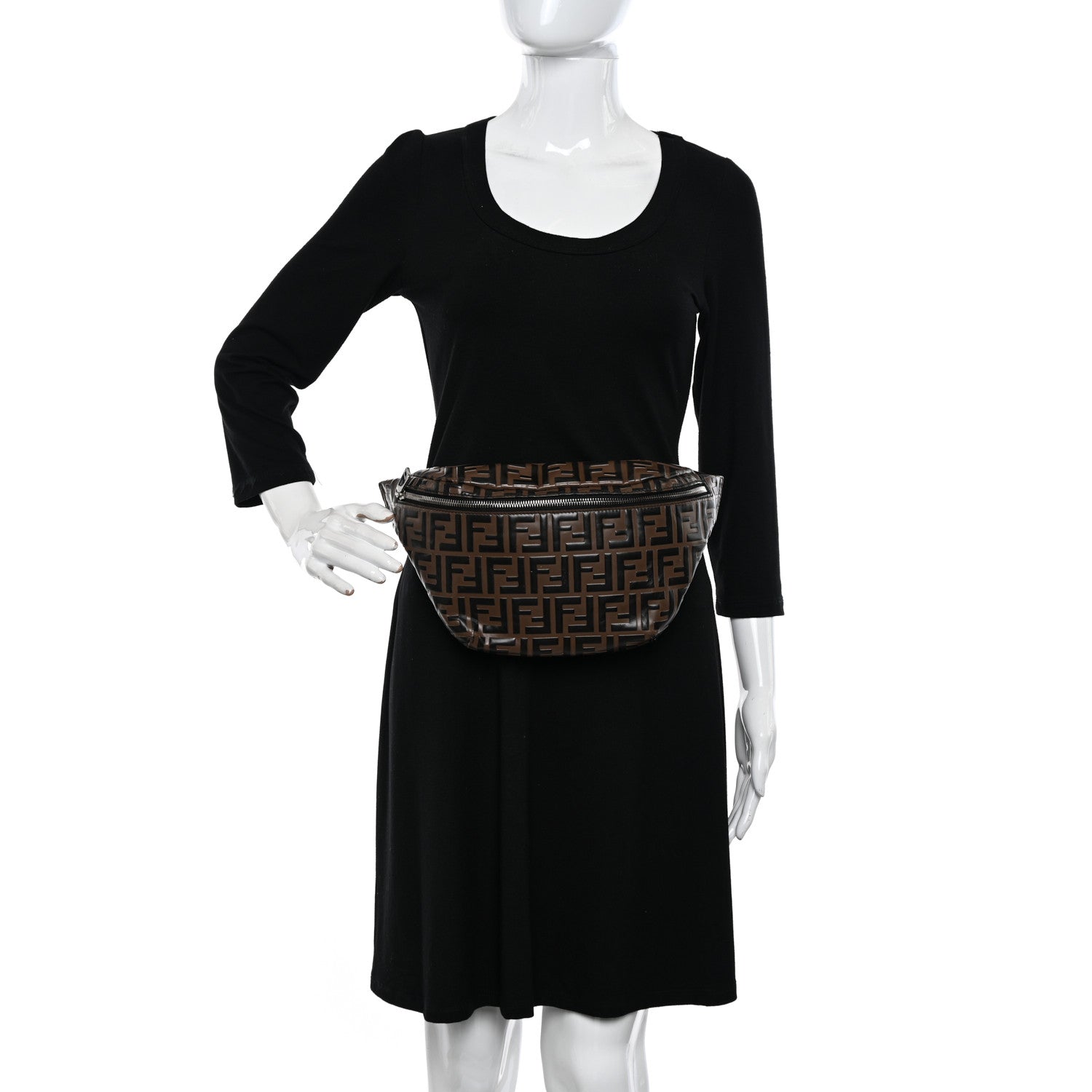 Fendi Vitello Century Bi-Color FF 1974 Embossed Belt Bag Maya Black 2 of 15