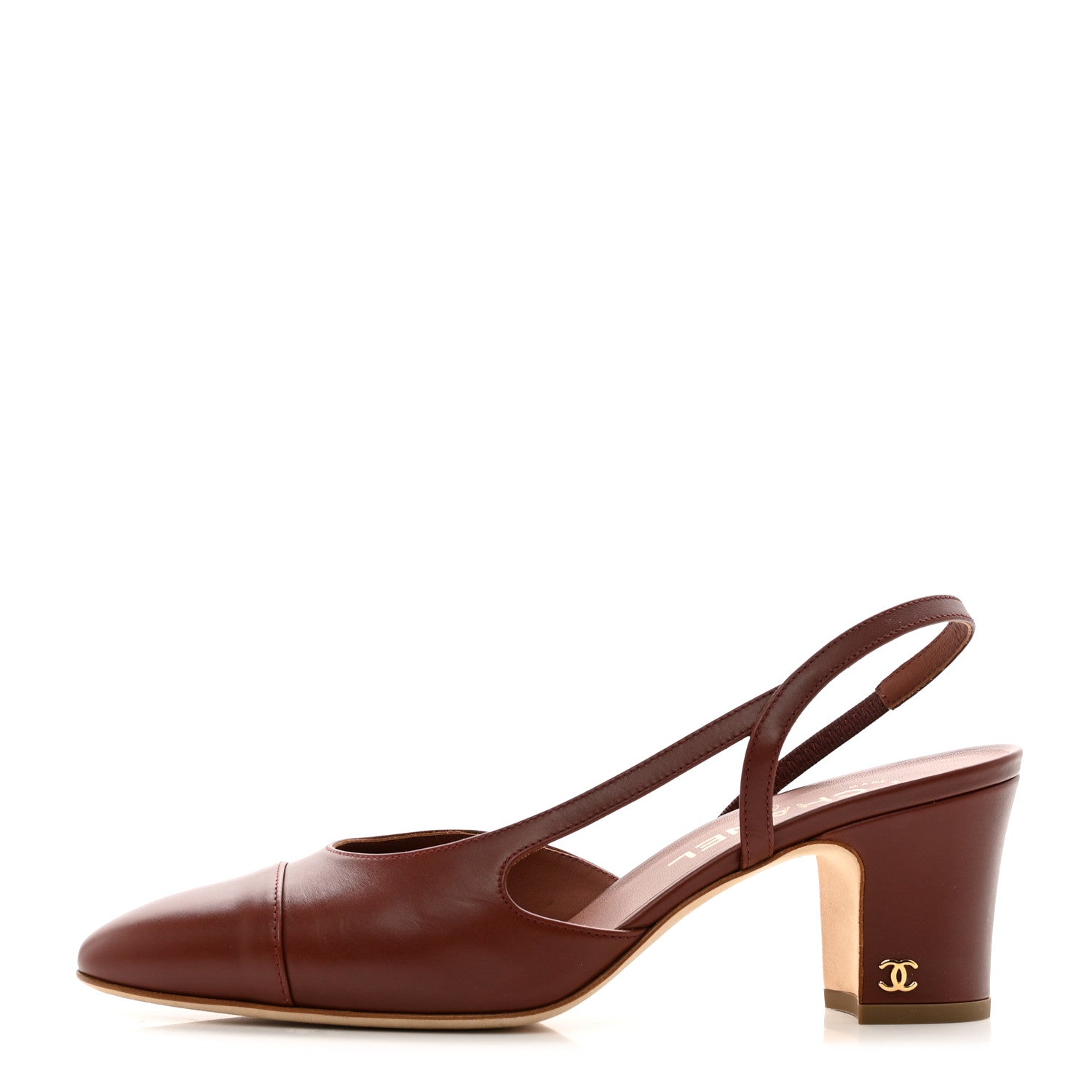 Chanel Calfskin Cap Toe CC Slingback Pumps 38.5 Brown 1 of 10