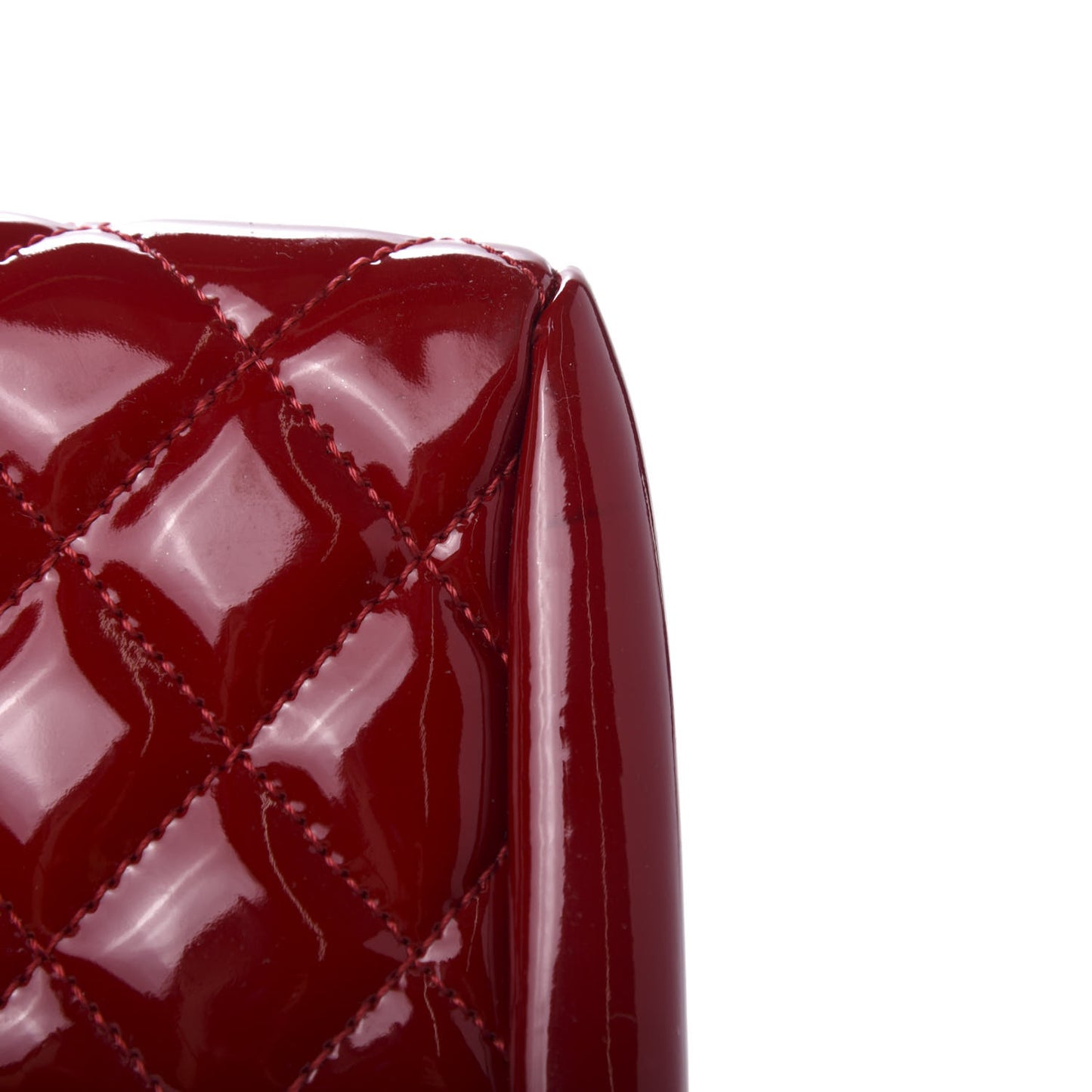 Patent Quilted Medium Just Mademoiselle Bowling Bag Red