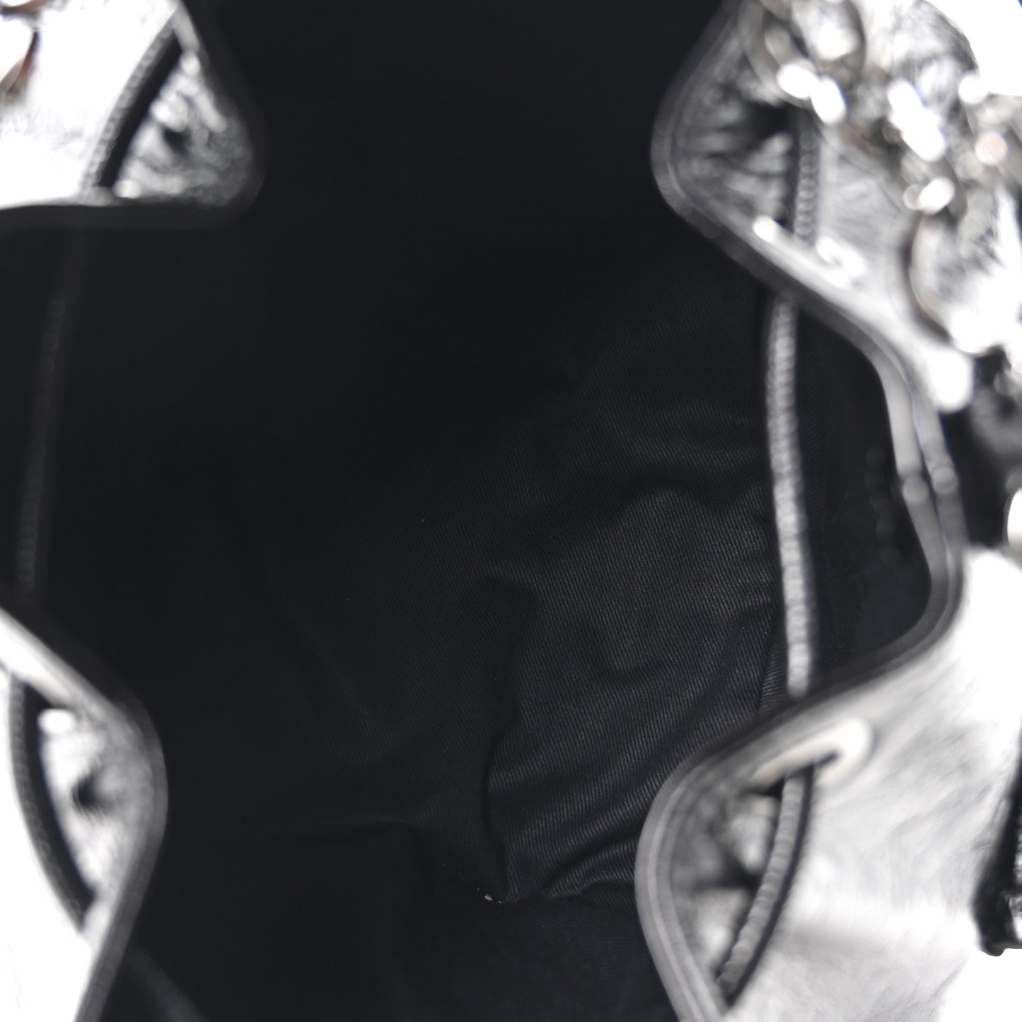 Calfskin Dumbo B Chain Pocket Bucket Bag Black
