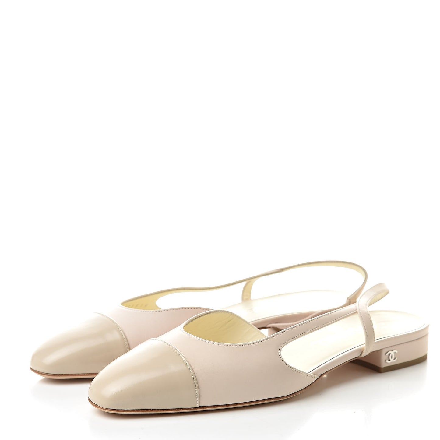 Lambskin Cap Toe CC Slingback Sandals 38 Ivory