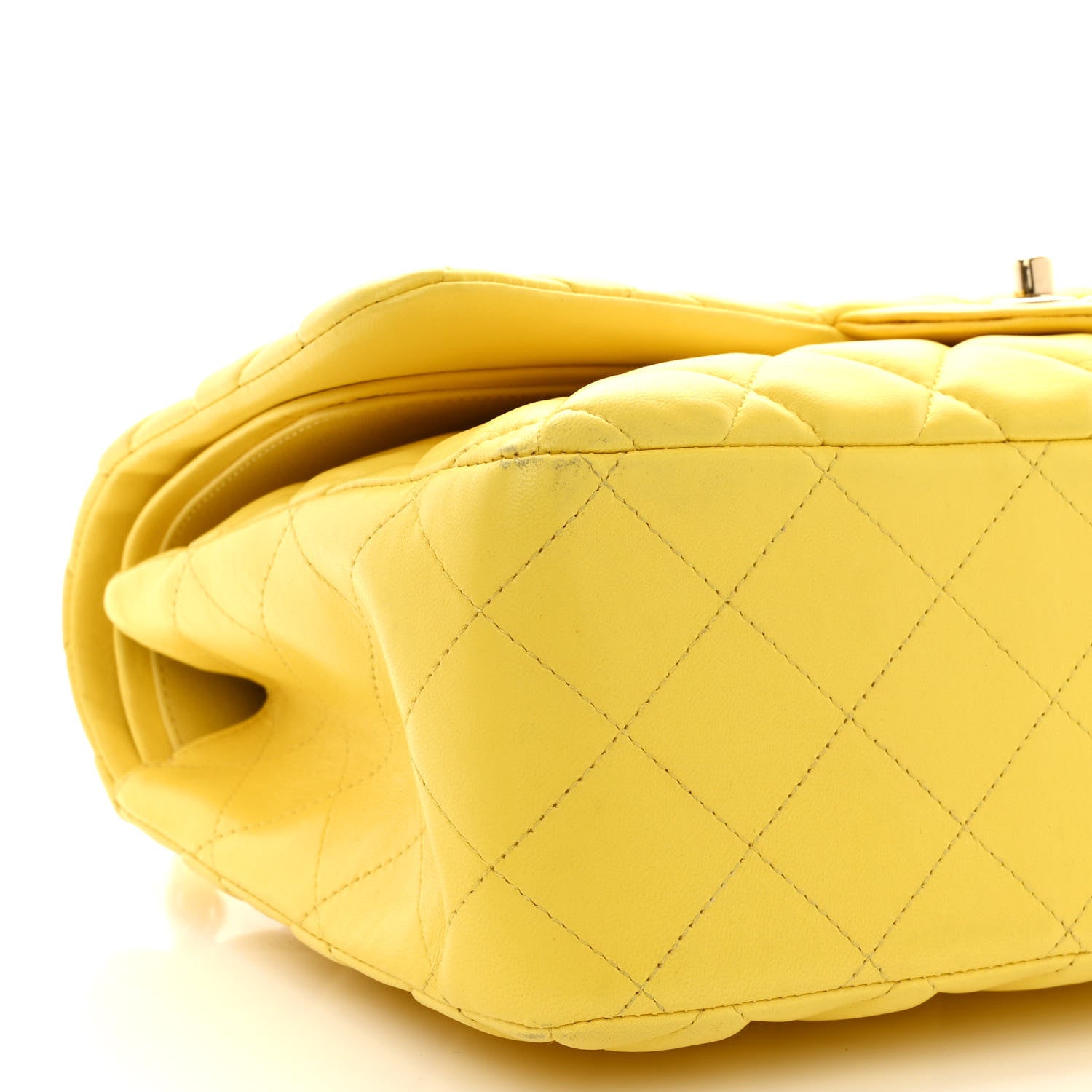 Chanel Lambskin Quilted Jumbo Double Flap Yellow 9 of 11