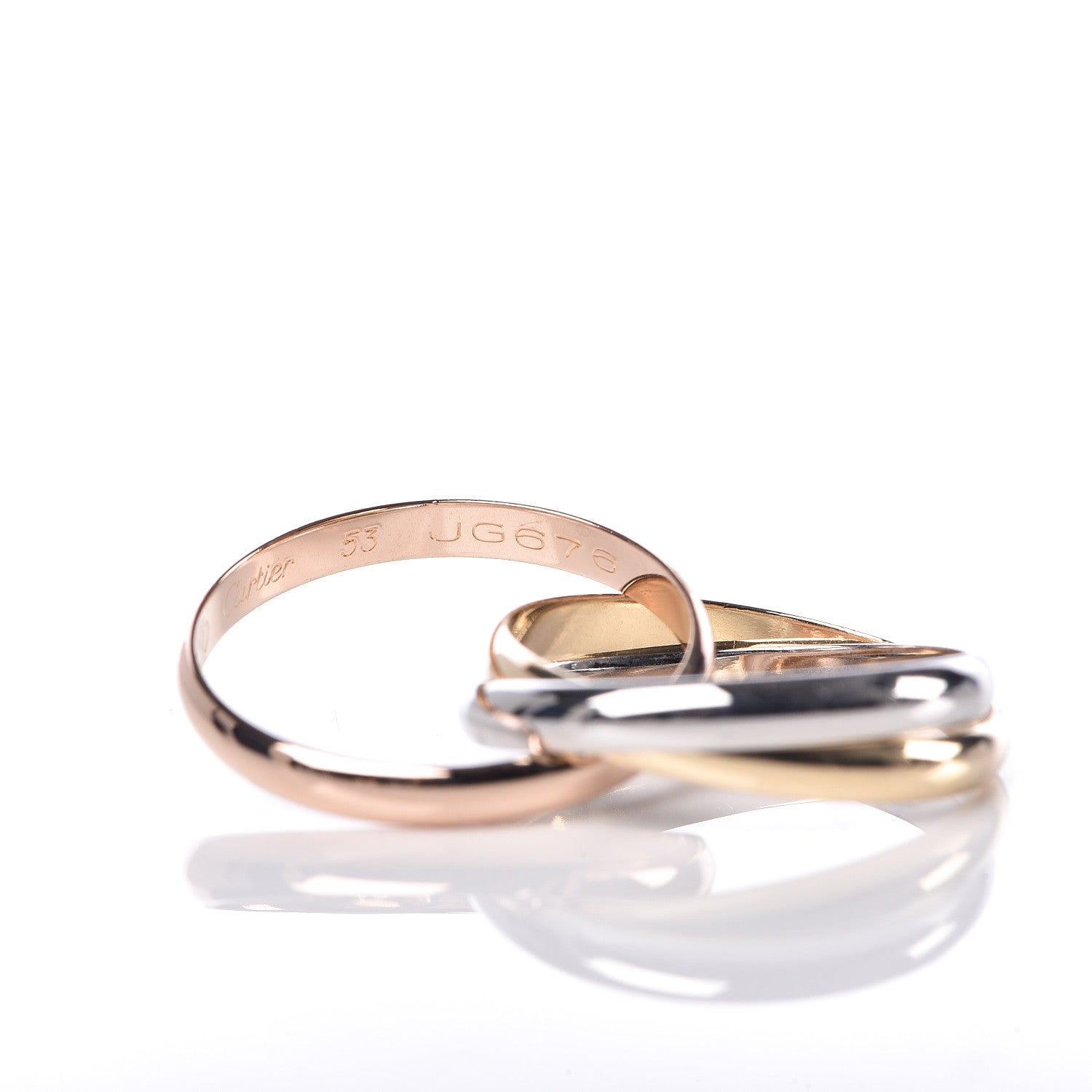 Cartier 18K Pink Yellow White Gold Small Trinity Ring 53 6.25 5 of 6