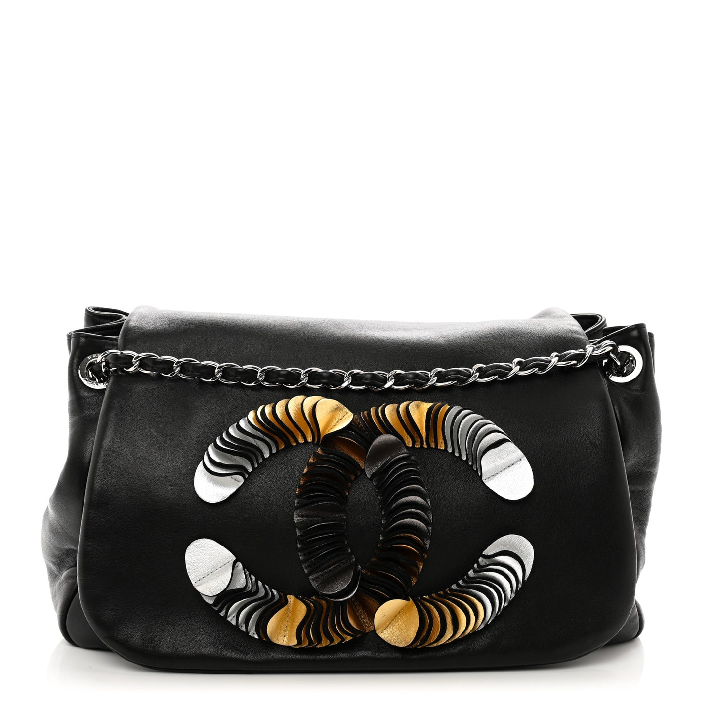 Lambskin CC Disc Accordion Flap Black