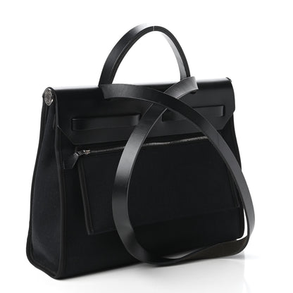 Hermes Military Toile Vache Hunter Herbag Zip PM 31 Black 3 of 9
