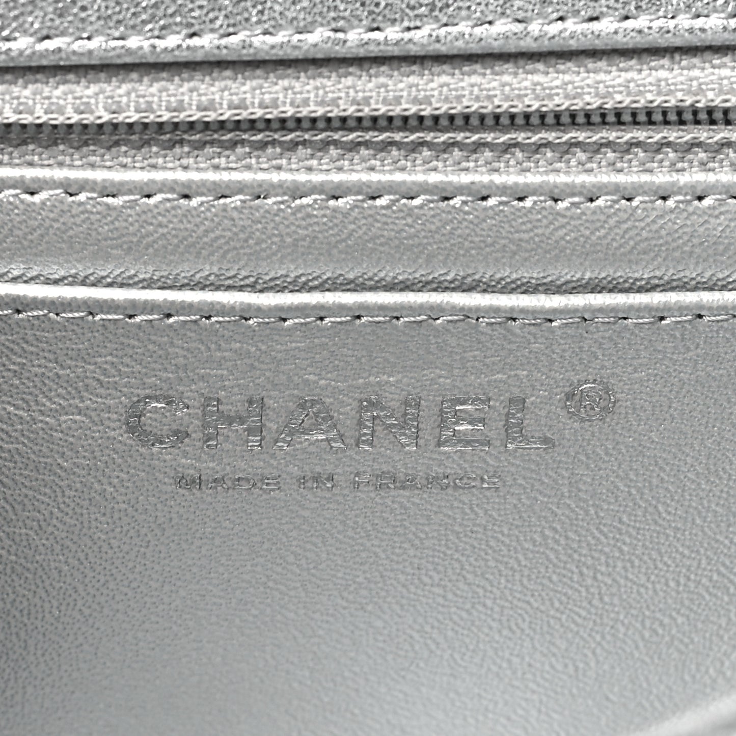 Metallic Lambskin Quilted Mini Rectangular Flap Silver