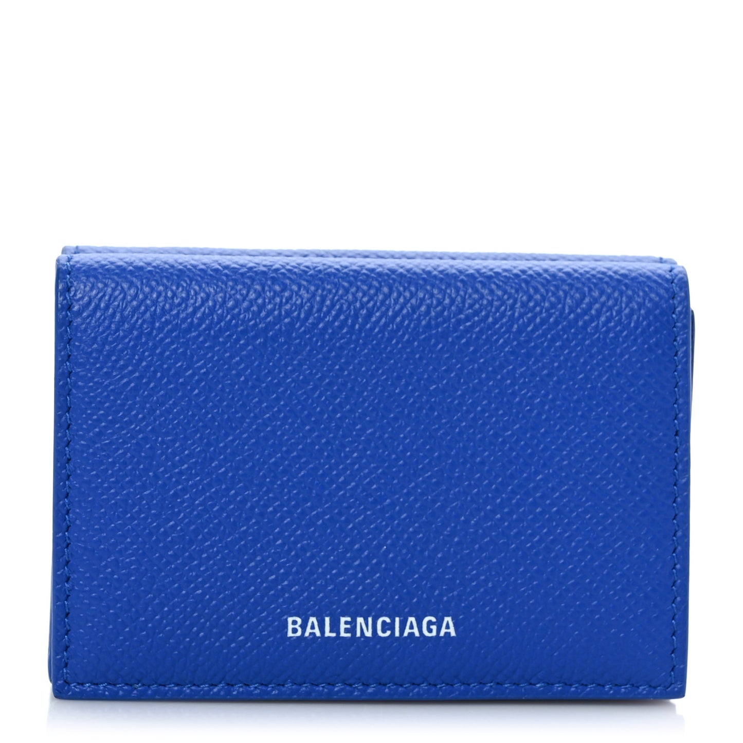 Signature Grained Calfskin Logo Mini Ville Wallet Blue