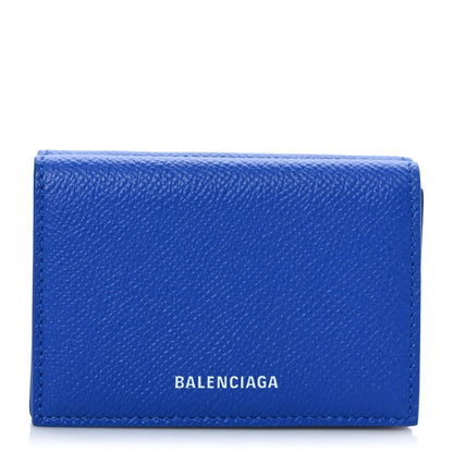 Balenciaga Signature Grained Calfskin Logo Mini Ville Wallet Blue 1 of 8