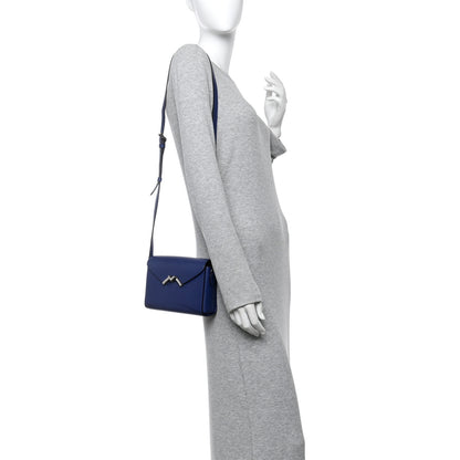 Moynat Box Calfskin Gabrielle Reporter Shoulder Bag Blue 2 of 14