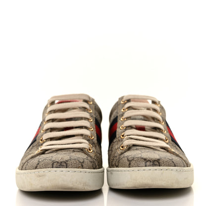 Gucci GG Supreme Monogram Womens Ace Low-Top Sneaker 35.5 Beige 2 of 9