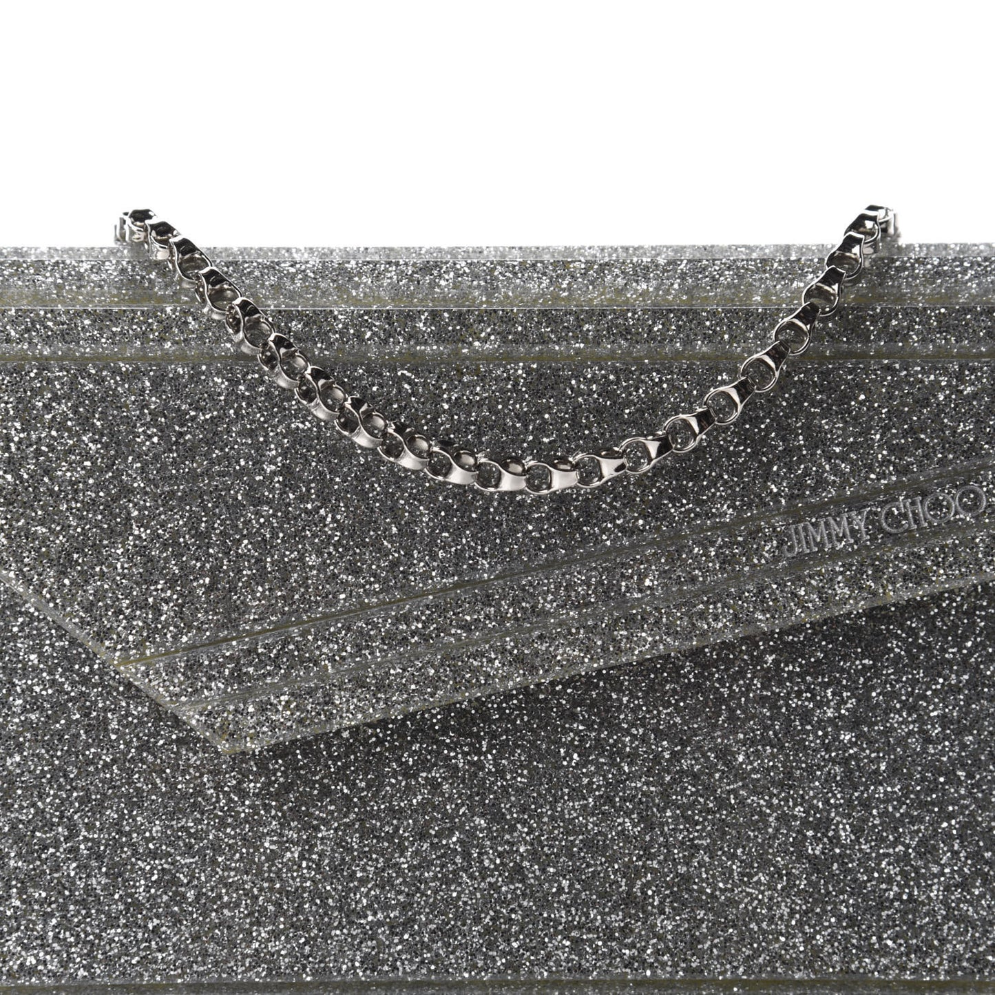 Acrylic Glitter Candy Clutch Silver