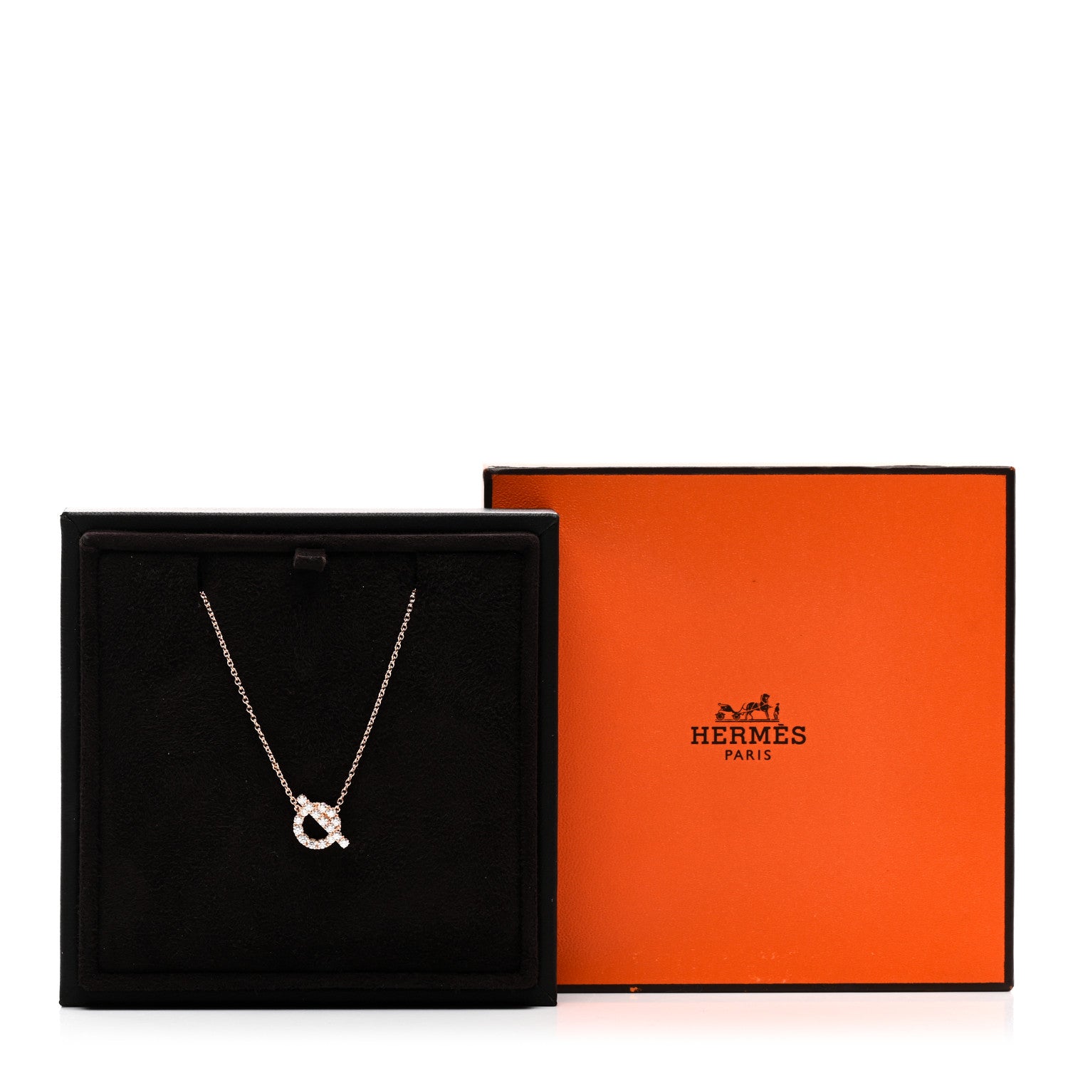 Hermes 18K Rose Gold Diamond Finesse Pendant Necklace 5 of 5