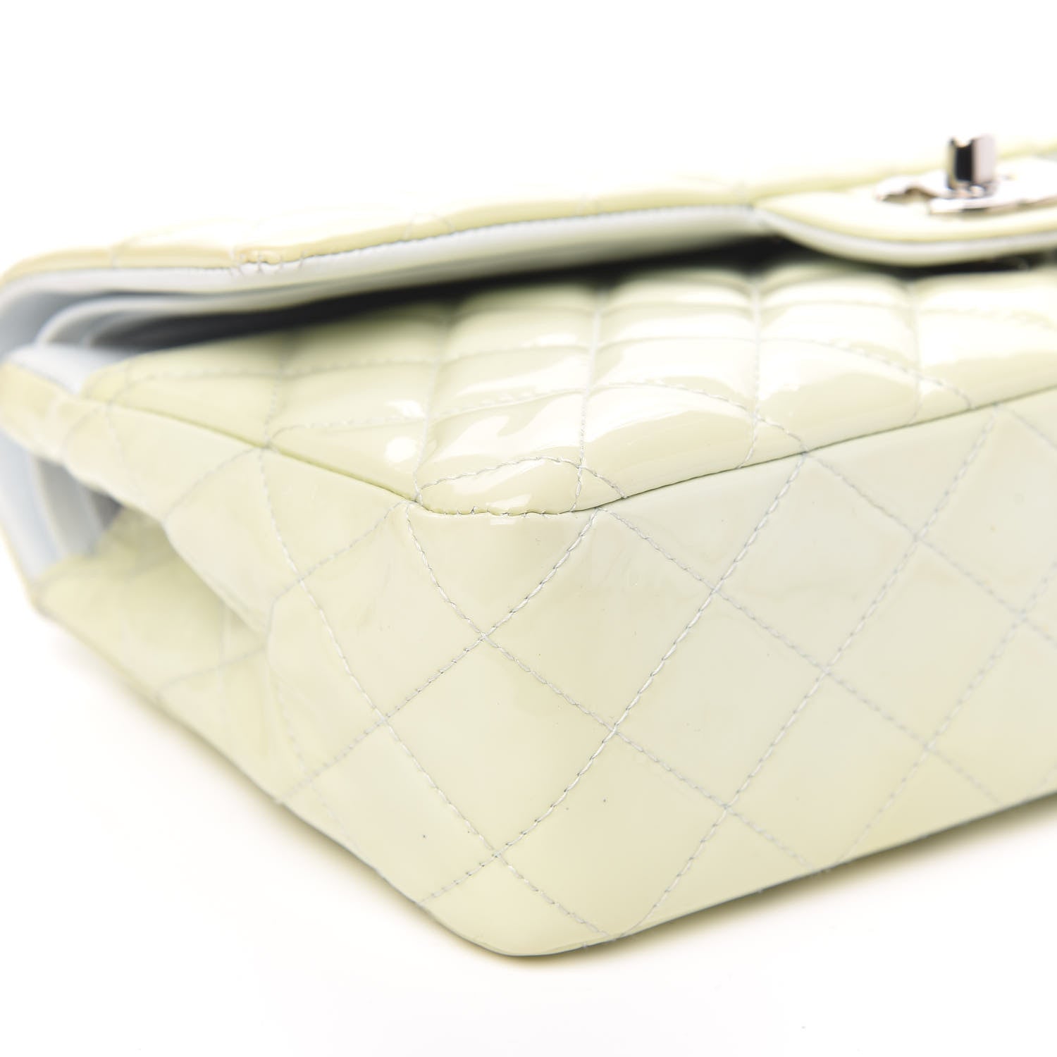 Chanel Patent Quilted Medium Double Flap Dark White 8 of 14