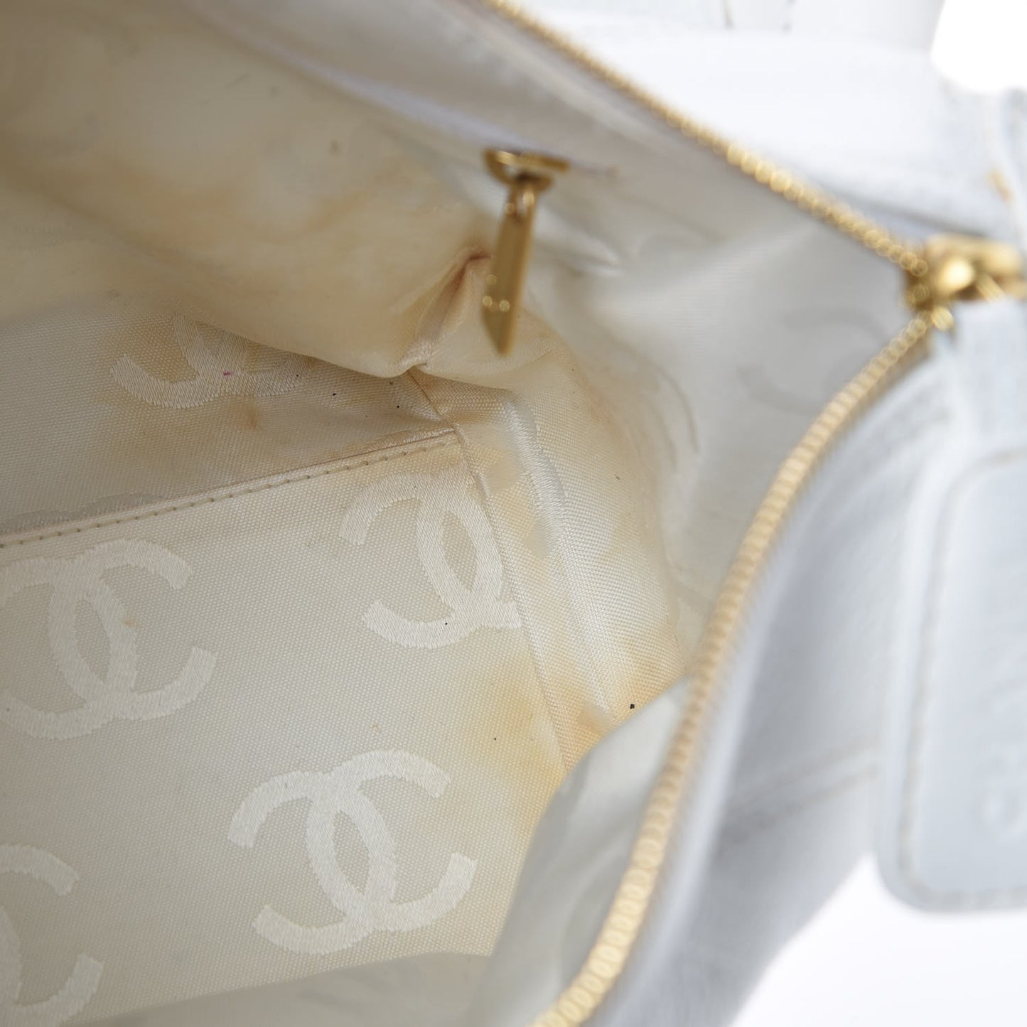 Calfskin CC Shoulder Bag White
