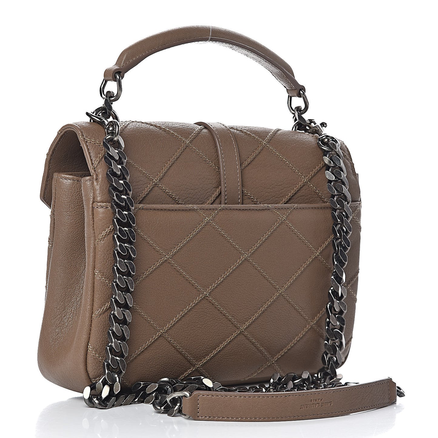 Calfskin Matelasse Diamond Quilted Monogram Medium College Bag Brown