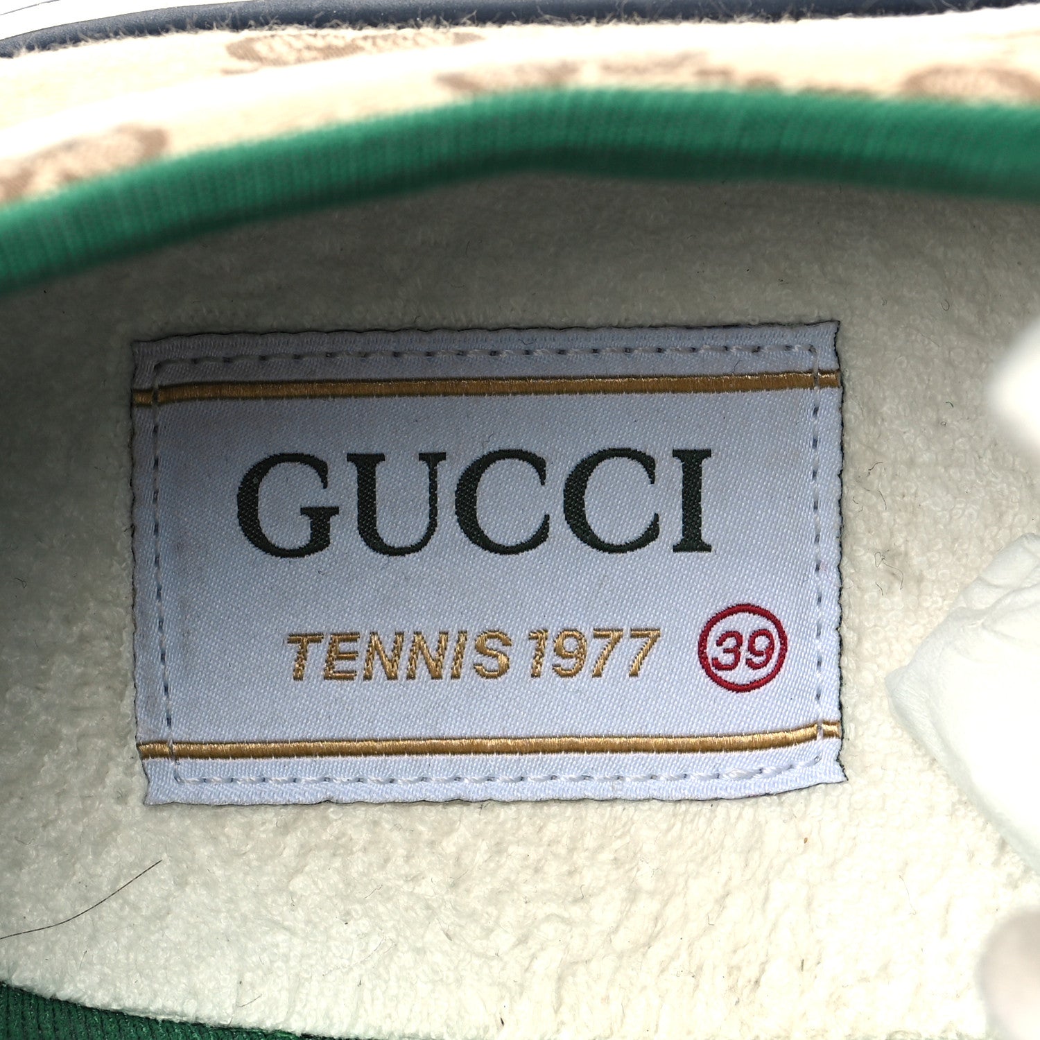 Gucci GG Monogram Web Womens 1977 Tennis Sneakers 39 Beige Ebony Mystic White 7 of 8