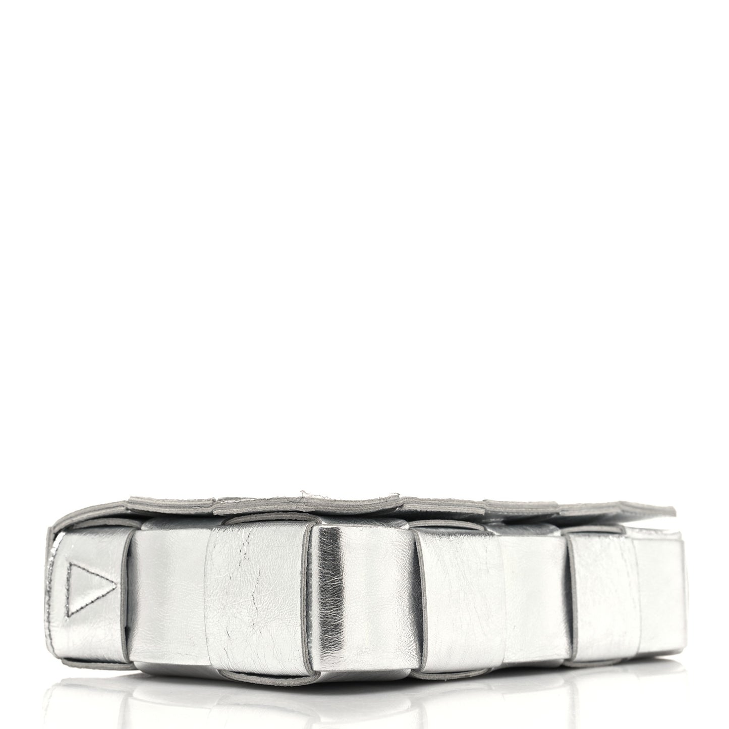 Metallic Lambskin Maxi Intrecciato Cassette Crossbody Bag Silver