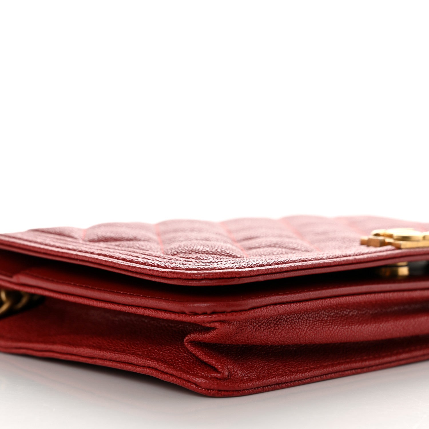Chanel Caviar Quilted Boy Wallet On Chain WOC Red 11 of 13