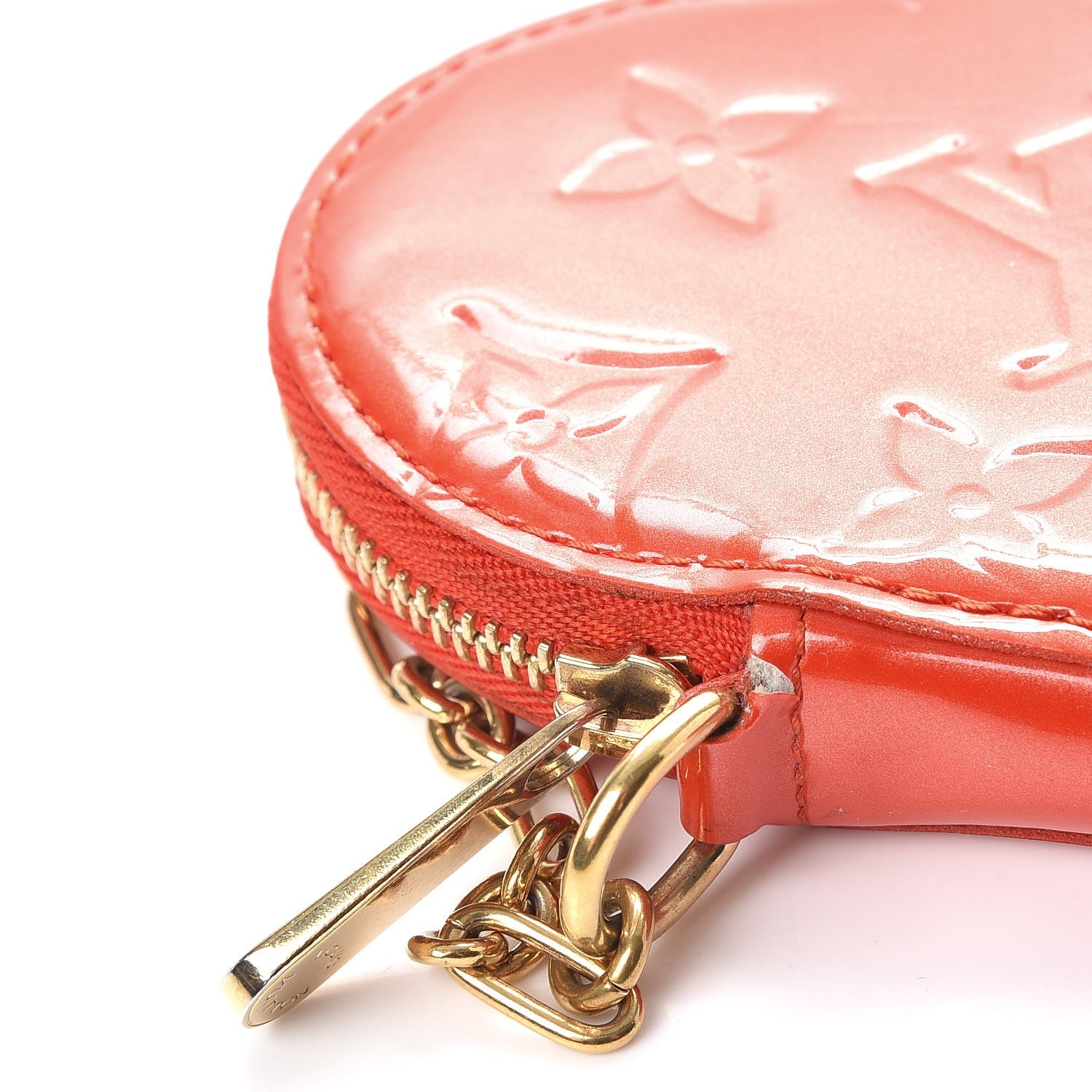 Louis Vuitton Vernis Heart Coin Purse Orange Sunset 5 of 9
