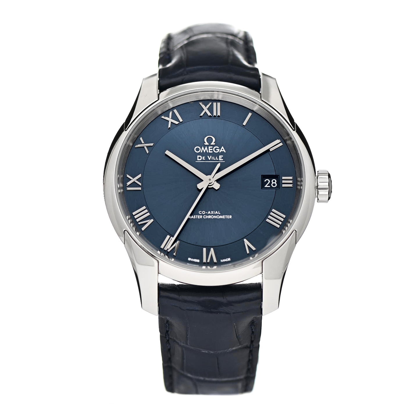 Stainless Steel Alligator 41mm De Ville Hour Vision Automatic Watch Blue 433.13.41.21.03.001