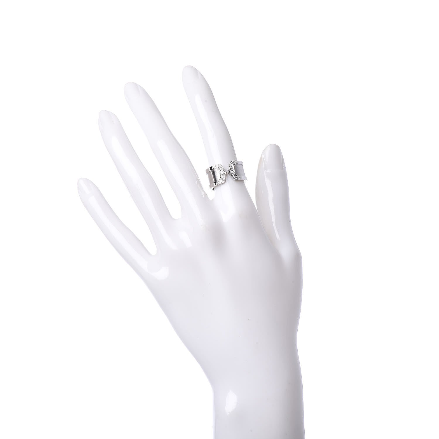 Cartier 18K White Gold Diamond 10mm Logo De Ring 50 5.25 2 of 5