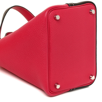 Hermes Taurillon Clemence Casaque Picotin Lock 18 PM Rouge Sellier Framboise 8 of 10