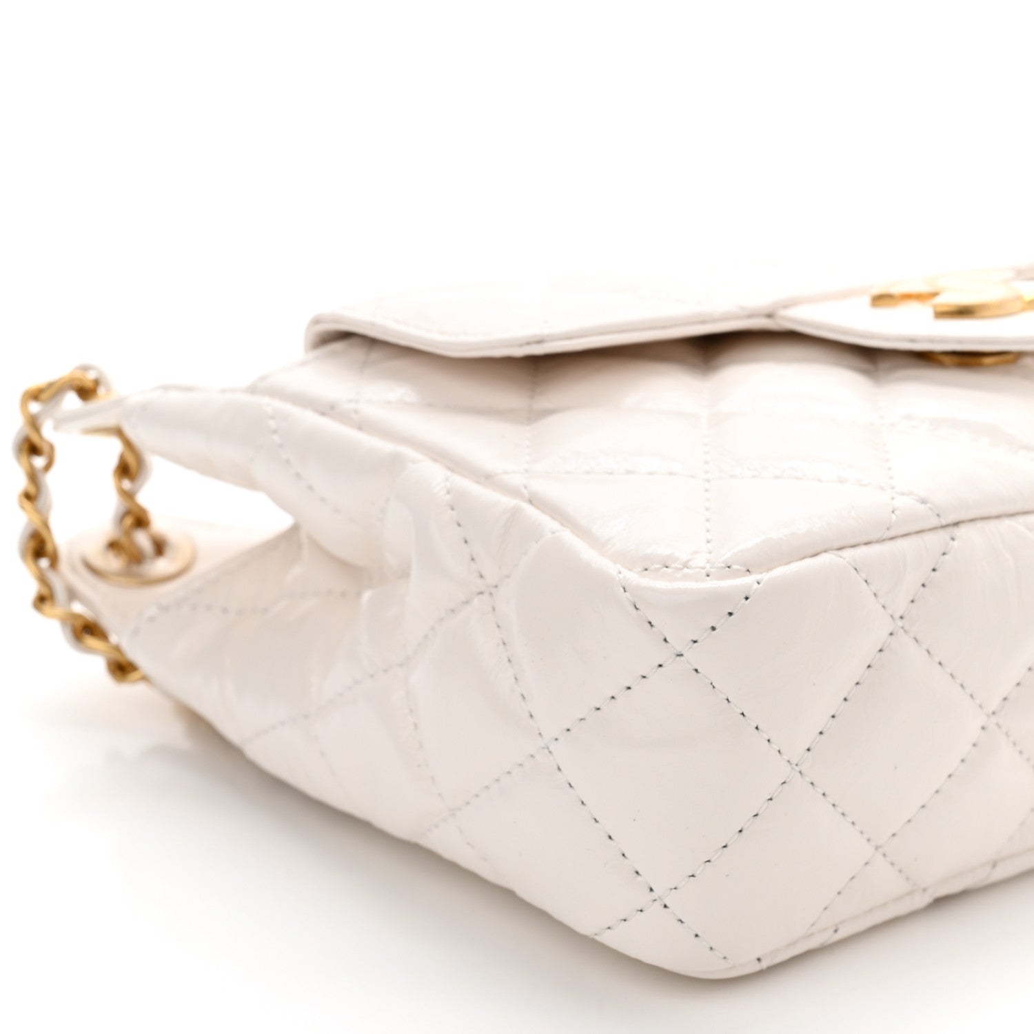 Chanel Shiny Crumpled Calfskin Quilted Small Wavy CC Hobo White 9 of 11