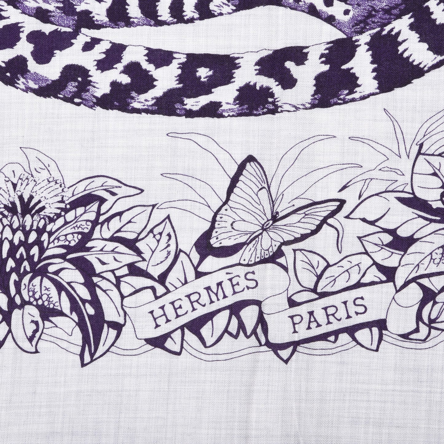 Cashmere Silk Jungle Love Tattoo Shawl 140 Gris Chine Iris