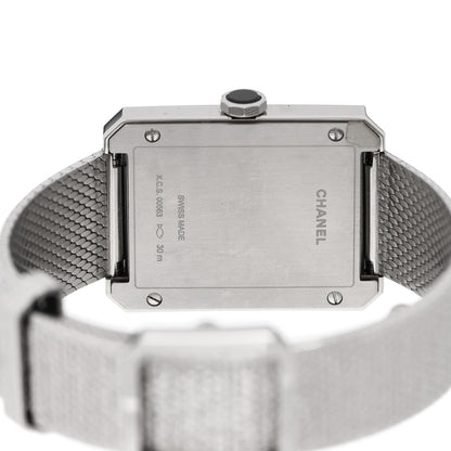 Chanel Stainless Steel Diamond Bezel 27mm Boy-Friend Tweed Quartz Watch Black 4 of 5