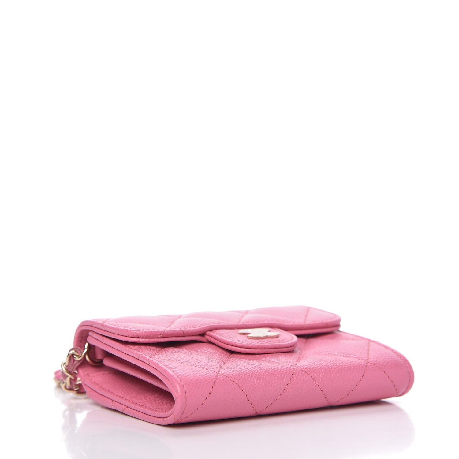 Chanel Caviar Quilted Flap Card Holder On Chain Pink 4 of 11