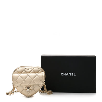 Chanel Metallic Lambskin Quilted CC In Love Heart Waist Belt Bag With Chain Gold 12 of 12