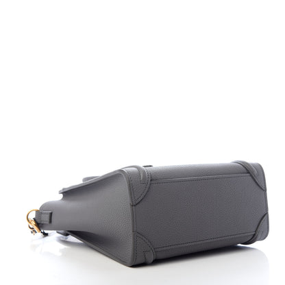 Celine Drummed Calfskin Nano Luggage Kohl 4 of 11