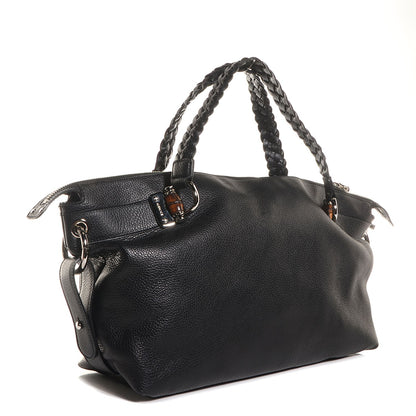 Gucci Leather Medium Bamboo Bar Tassel Shoulder Bag Black 3 of 7