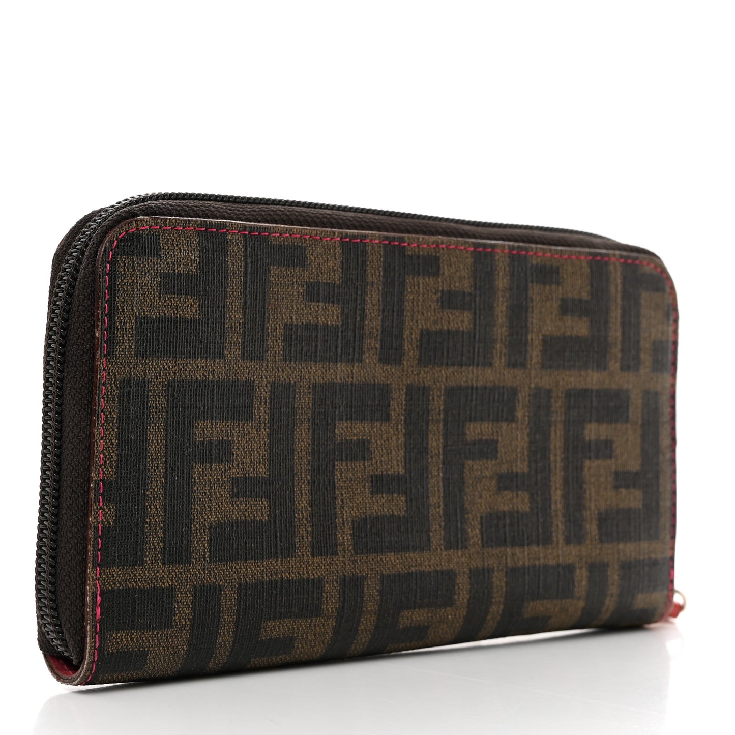Zucca Spalmati Vitello Elite Zip Around Wallet Tobacco Fuxia Fragola