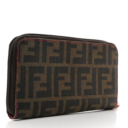 Fendi Zucca Spalmati Vitello Elite Zip Around Wallet Tobacco Fuxia Fragola 3 of 8
