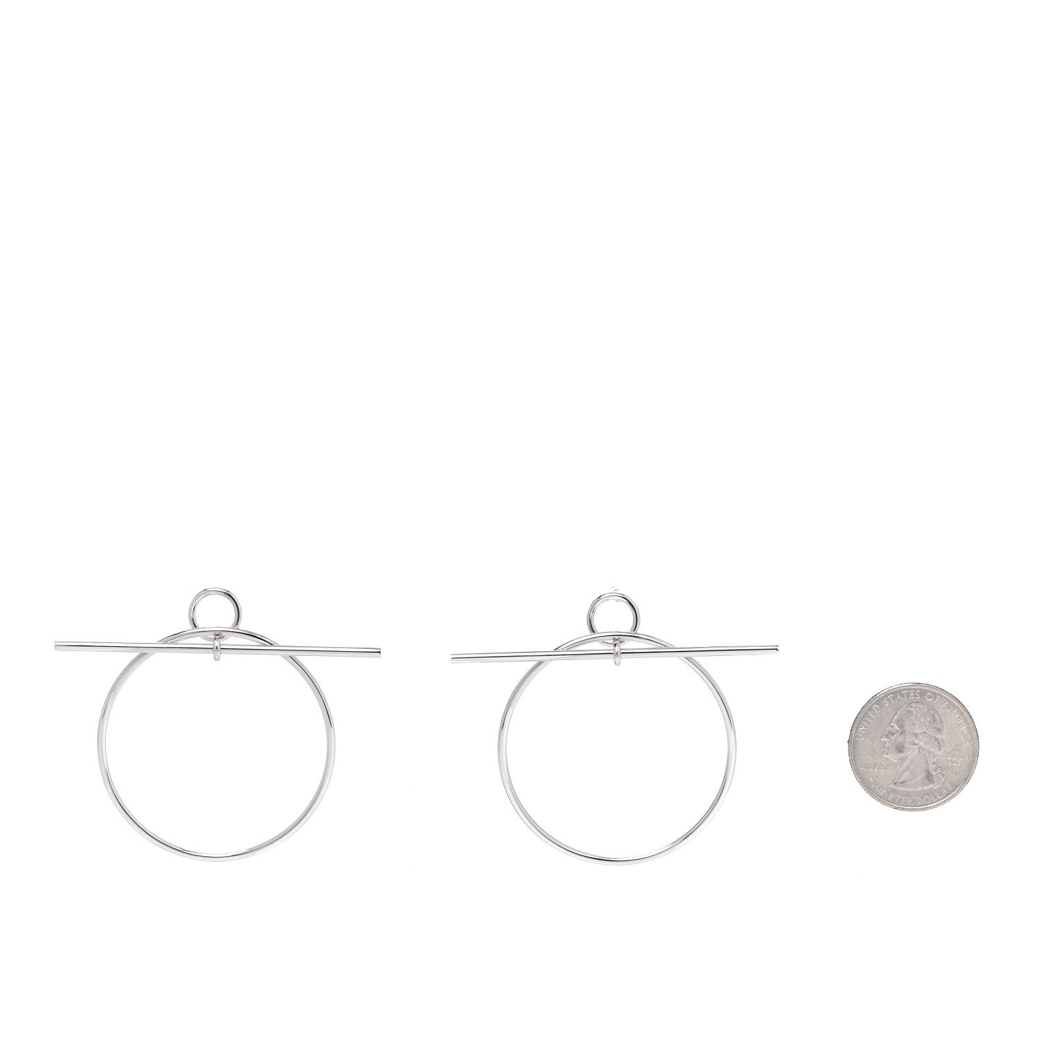 Hermes Sterling Silver MM Loop Earrings 2 of 8