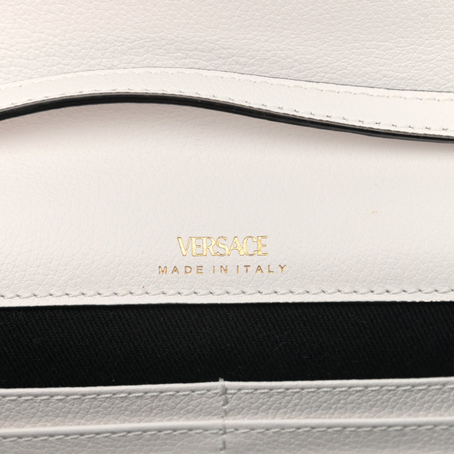 Grained Calfskin La Medusa Crossbody Bag White
