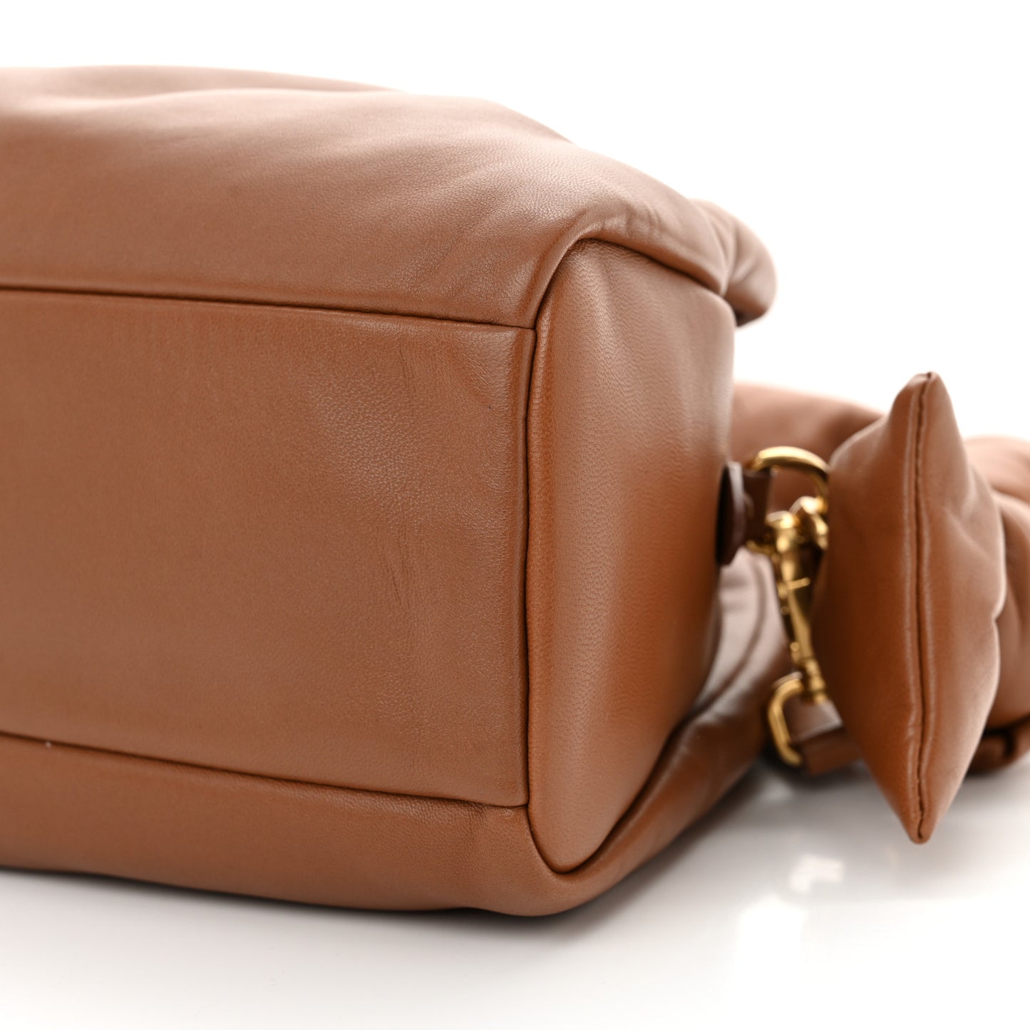 Nappa Knot Top Handle Shoulder Bag Cognac