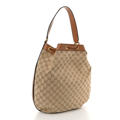 Gucci Monogram Web Rania Drawstring Shoulder Bag Sand 3 of 9