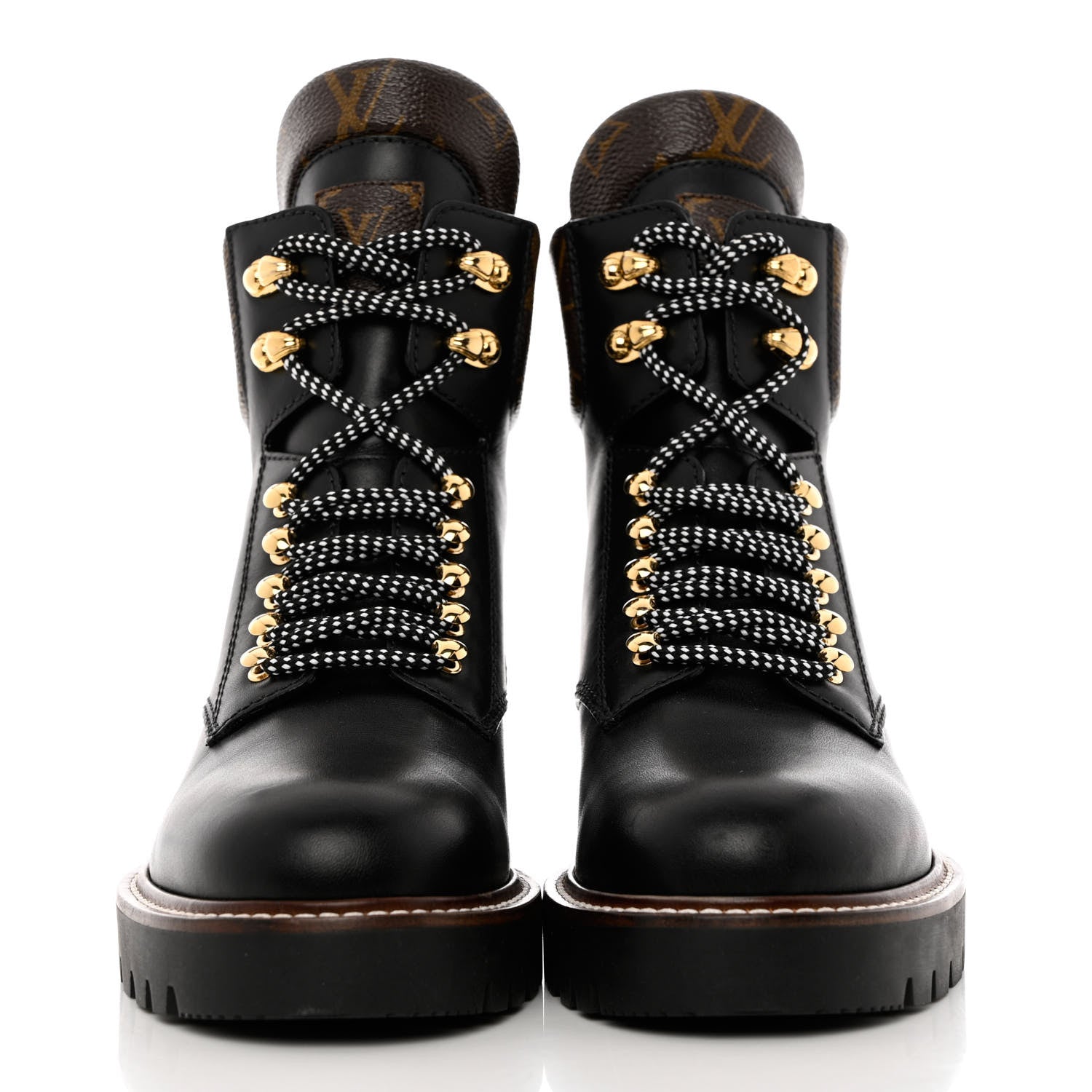 Louis Vuitton Calfskin Monogram Territory Flat Ranger Boots 37.5 Black 2 of 9