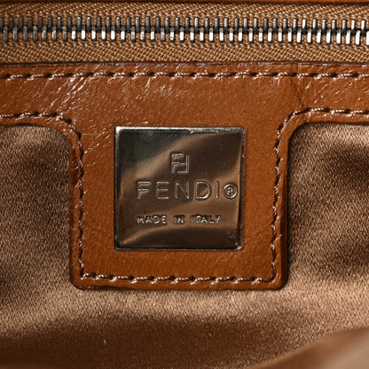 Fendi Wool Pony Hair Flower Applique Baguette Brown 5 of 6
