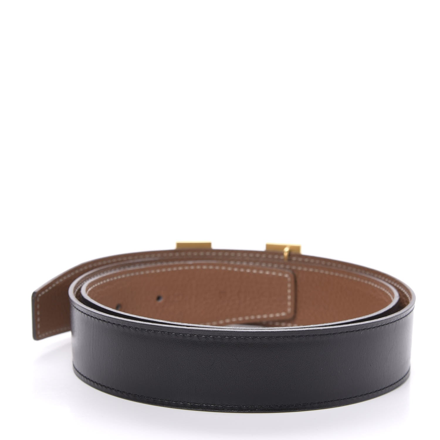 Hermes Box Togo 32mm H Belt 80 Black Gold 2 of 7