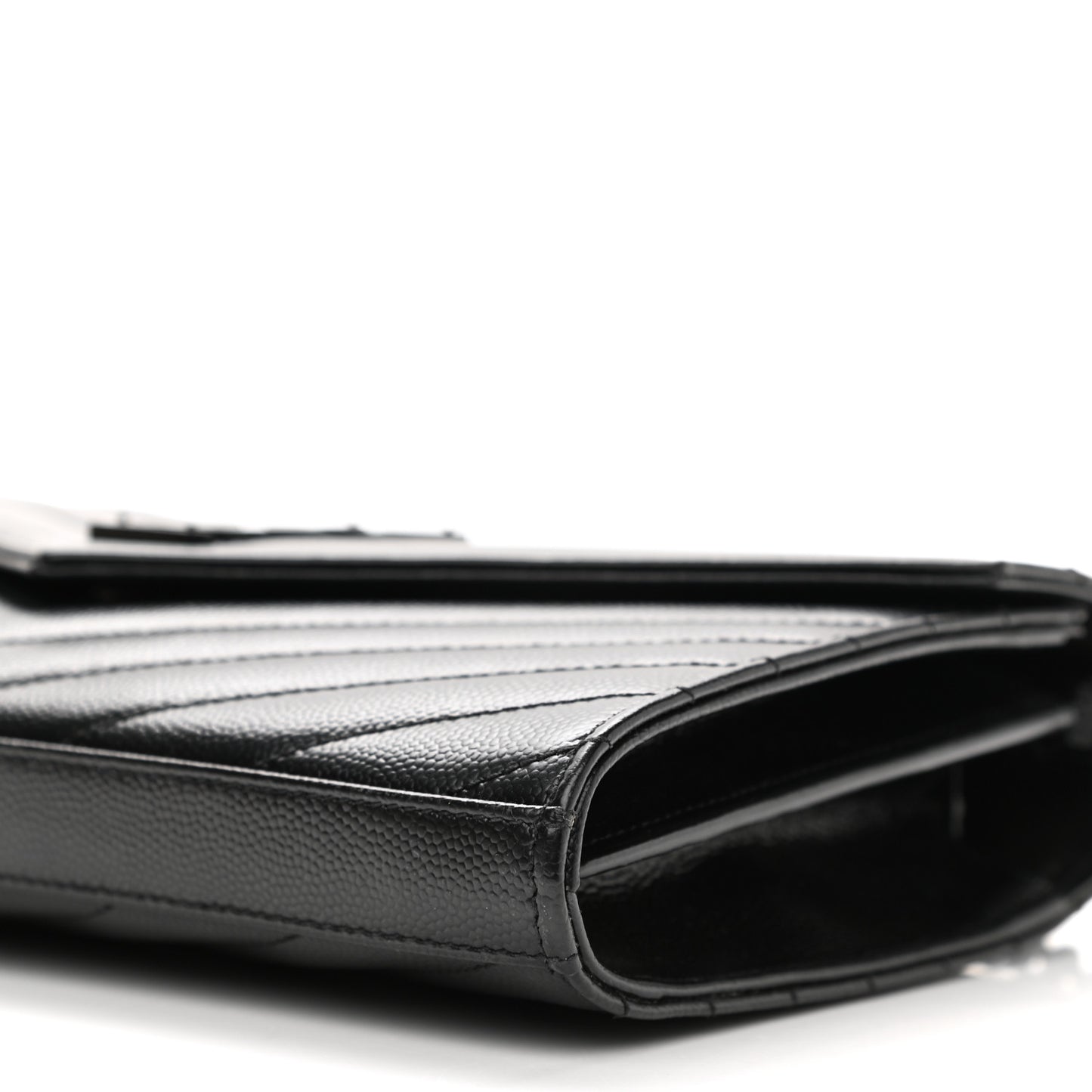 Grain De Poudre Matelasse Chevron Monogram Chain Wallet Black