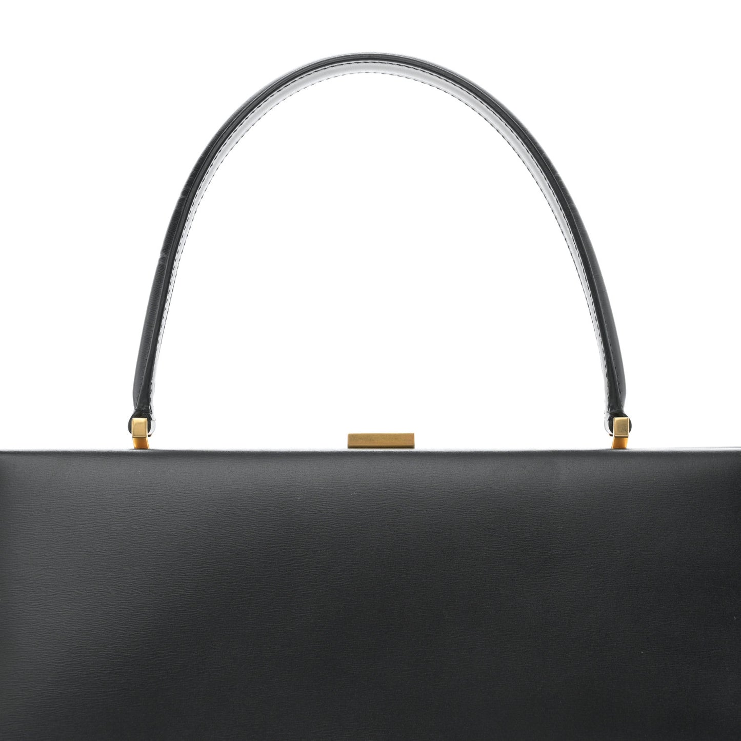 Box Calfskin Medium Clasp Bag Black