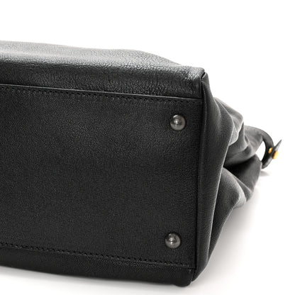Fendi Goatskin Zucca Large Peekaboo Iconic Satchel Black Tobacco 13 of 13
