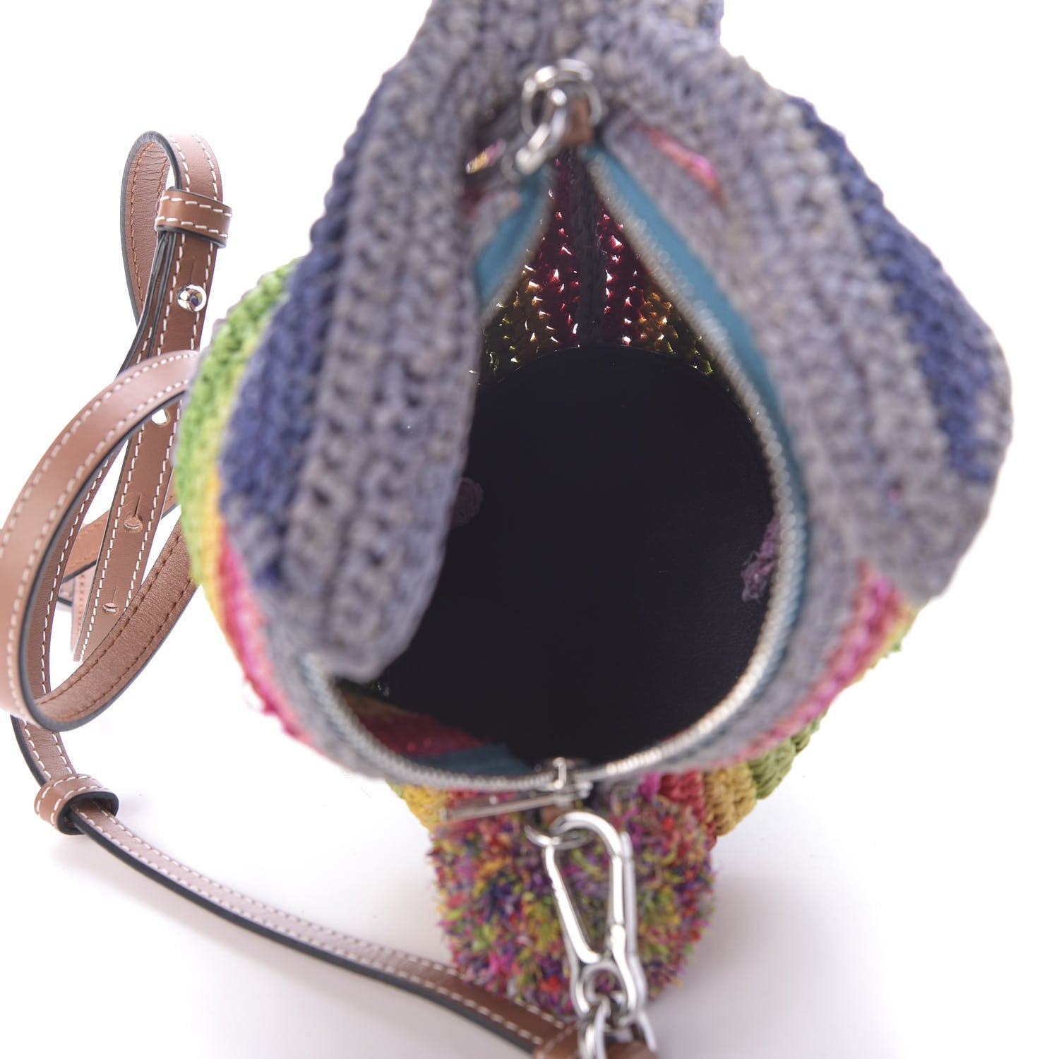 Loewe Raffia Rainbow Mini Bunny Crossbody Bag Tan 5 of 8