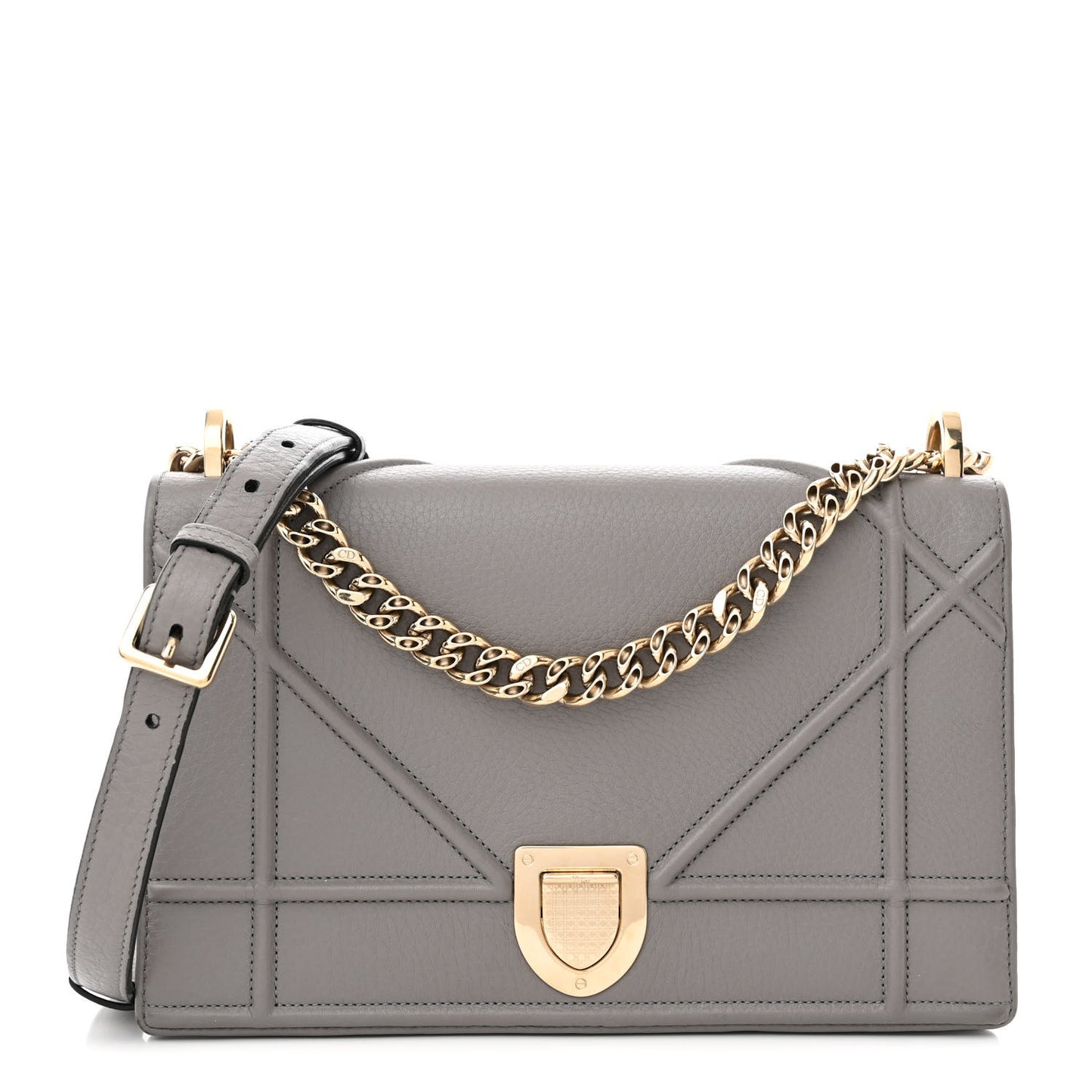 Grained Calfskin Medium Diorama Flap Bag Gris