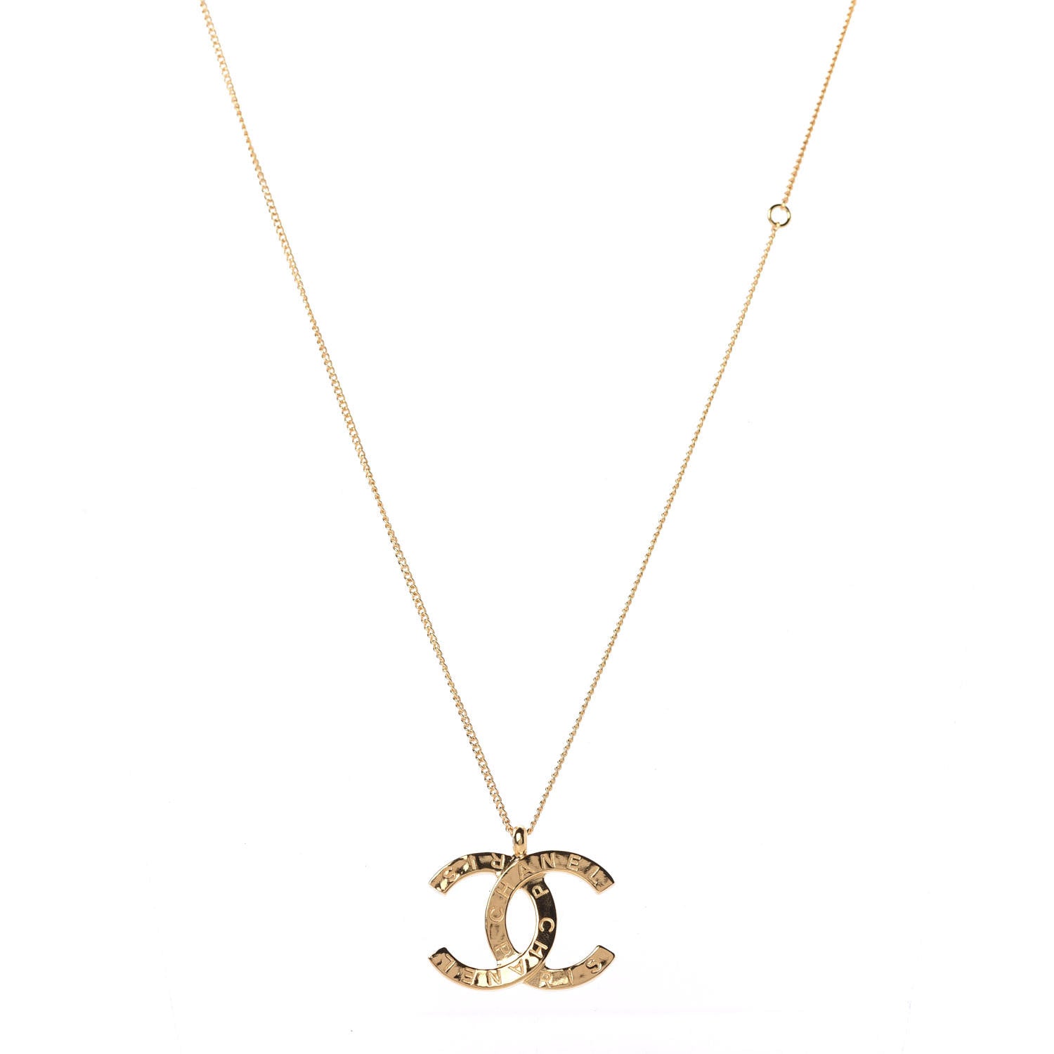 Chanel Metal CC Paris Button Necklace Gold 1 of 5