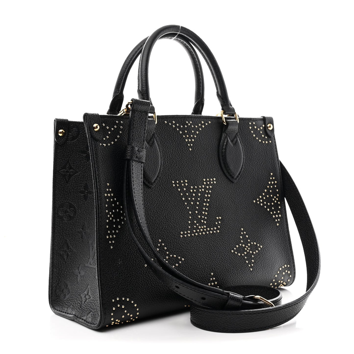 Grained Calfskin Studded Monogram Giant Onthego PM Black