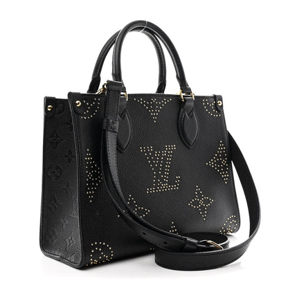Louis Vuitton Grained Calfskin Studded Monogram Giant Onthego PM Black 3 of 10